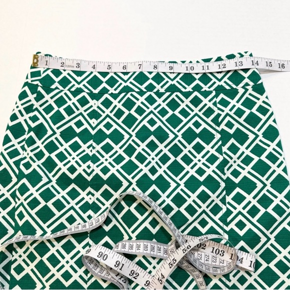 Banana Republic Factory Pencil Skirt Green White Geometric Print Size 0 - Picture 9 of 11